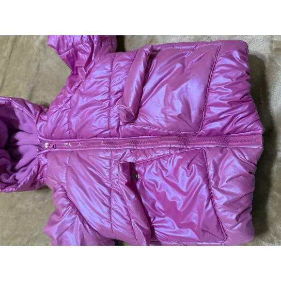 Bearpaw Girls 4T Pink Hooded Puffer Coat Fleece Lined Winter Jacket - Picture 4 of 9